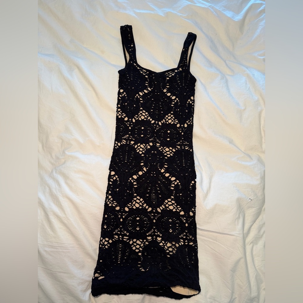 Original Free People Intimately Elegant Black Lace Bodycon Dress